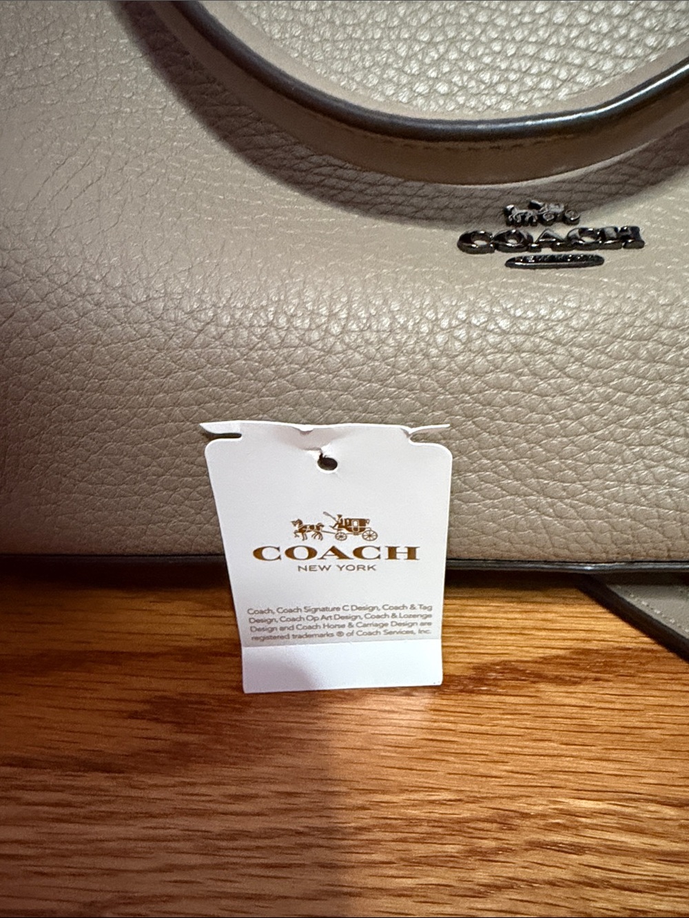 Coach Taupe Leather Satchel with Removable Strap - Picture 6 of 6